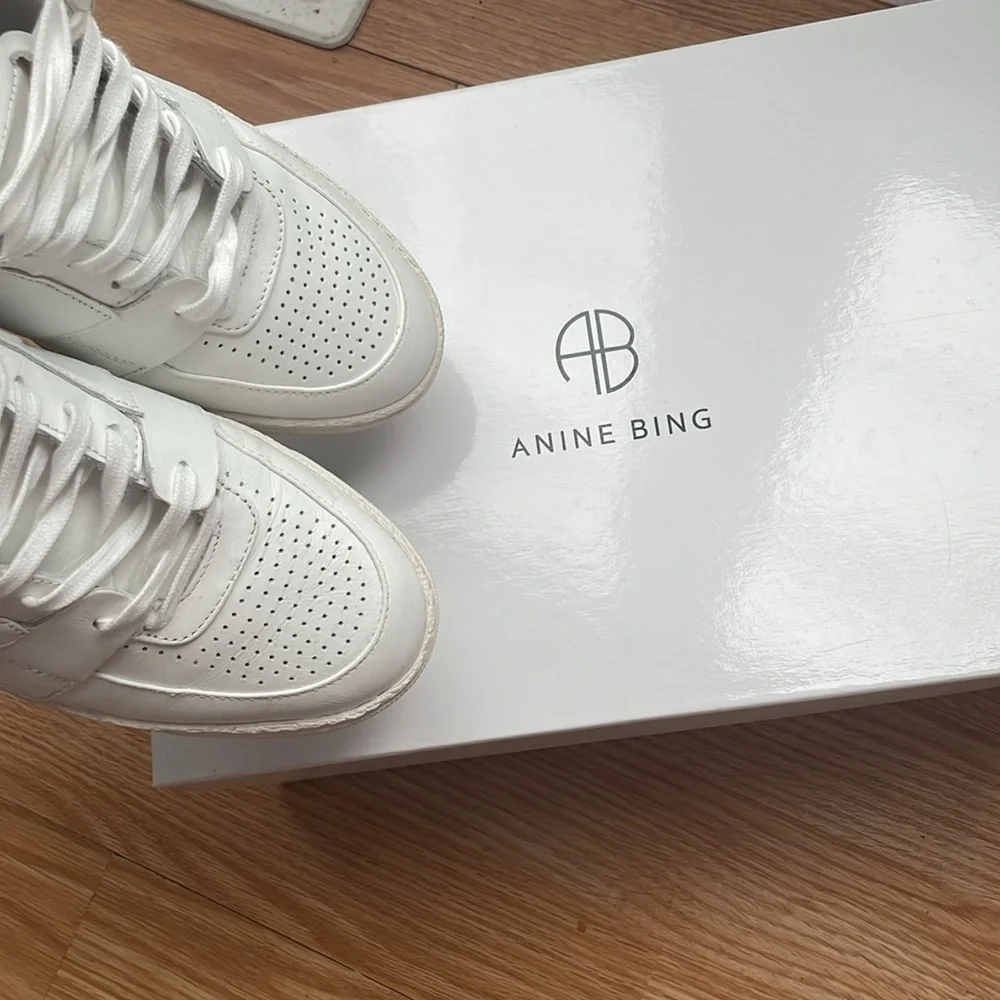 Anine Bing hi top sneaker in white leather size 38 - Picture 6 of 6